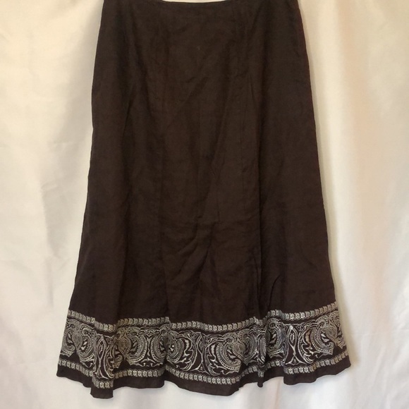 NYGARD COLLECTION vintage brown and white 100% linen long skirt. Size 10. - Picture 8 of 10